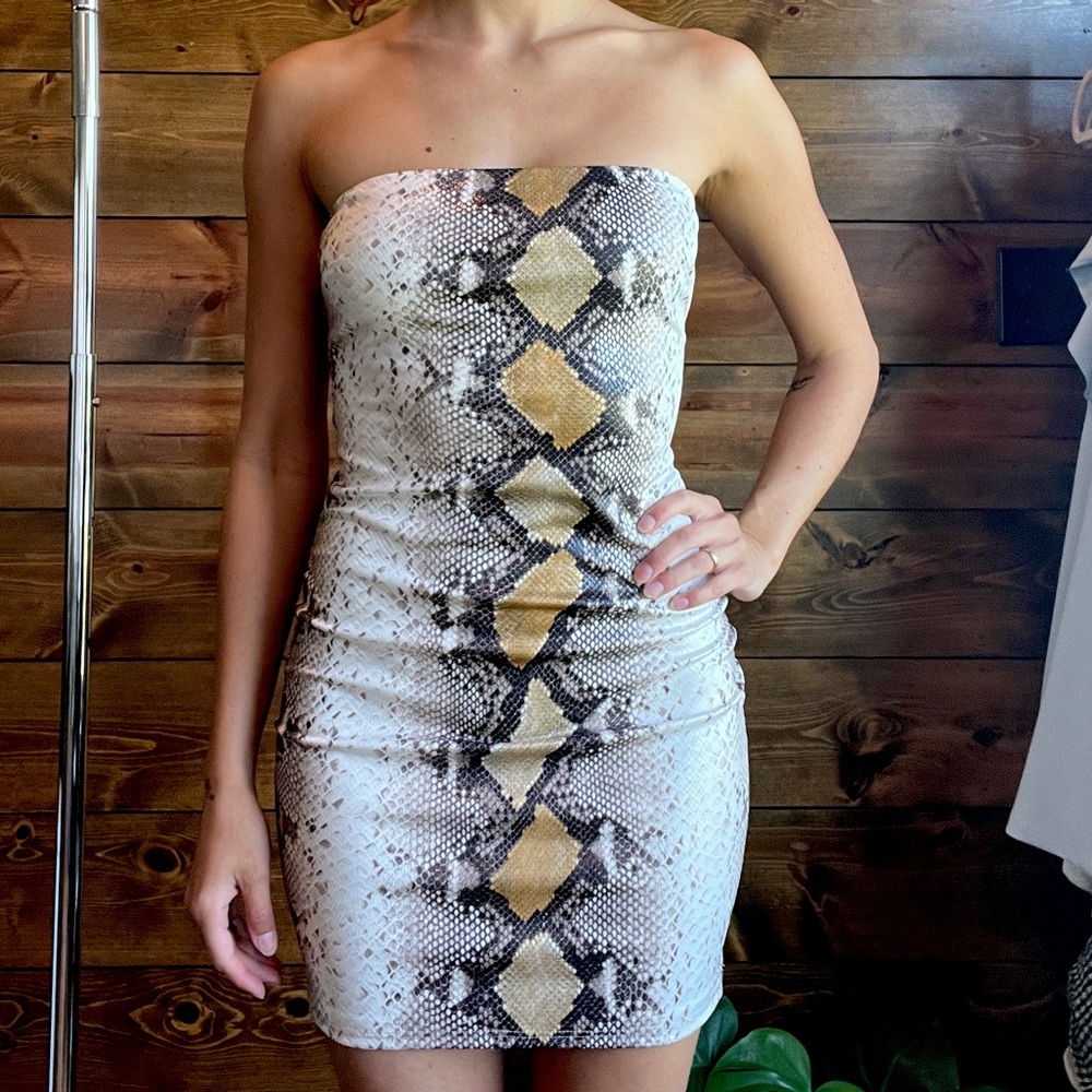 Snakeskin mini dress